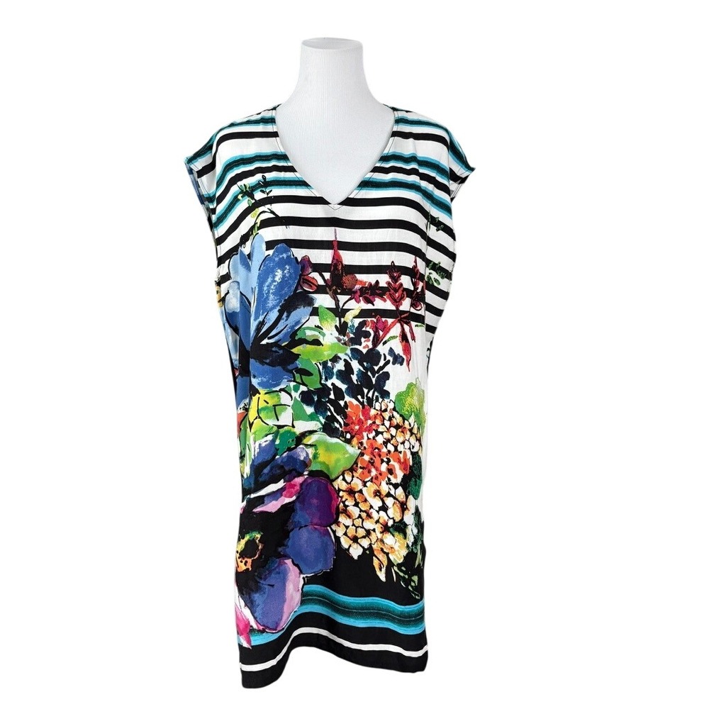 Melissa Paige Vivid Tropical Tunic Top Coverup Sleeveless Shift‎ Dress LARGE